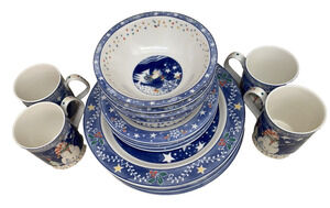 Noritake Epoch China Mr Snowman E115 16pc Set Christmas Dinnerware Service For 4